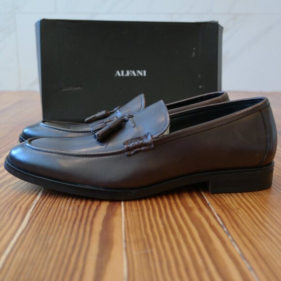 ALFANI Men's Declan Leather Tassel Loafers, Brown Size 8M - Picture 3 of 12